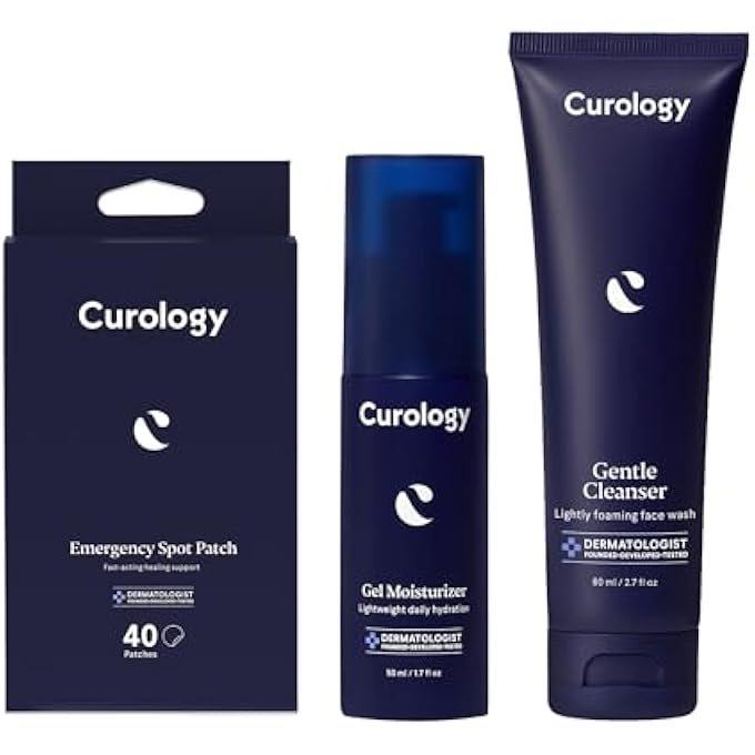 Curology ESSENTIALS GIFT SET, EMERGENCY SPOT PIMPLE PATCHES FOR FACE, GENTLE FACIAL CLEANSER, AND LIGHTWEIGHT GEL FACE MOISTURIZER - Image 1